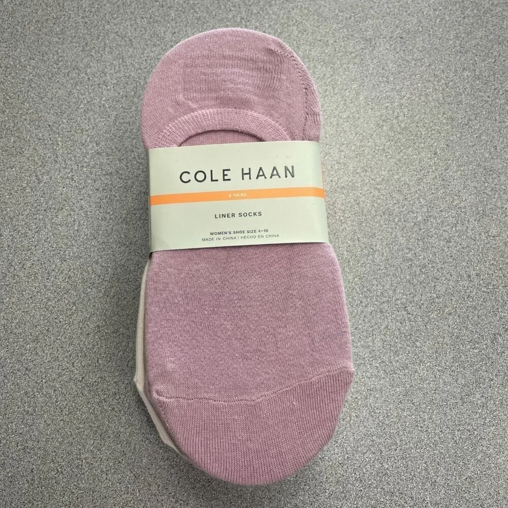 NEW Cole Haan Women's Size 4-10Liner Socks 8 Pairs Stretch Non-Slip Heel Grip